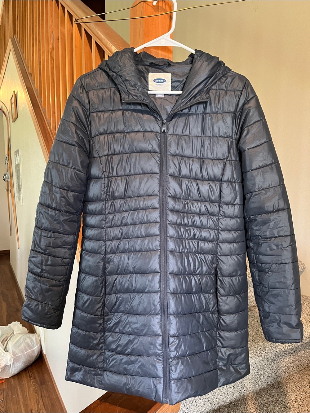 Old Navy Black Hooded Puffer Coat